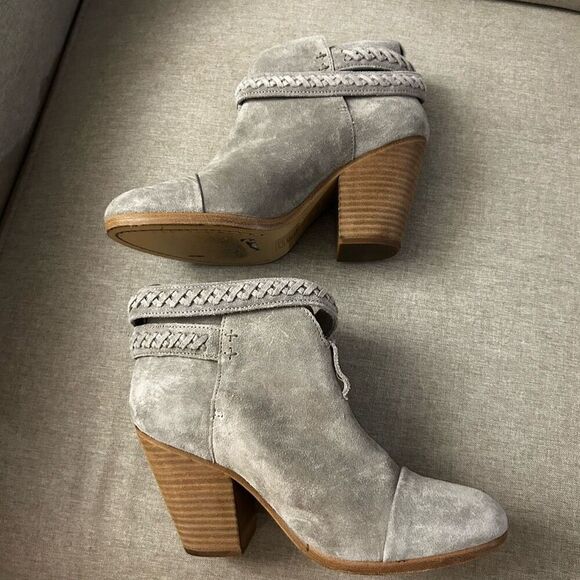 Rag & Bone Cemento Gray Harrow Leather Suede Booties Size EU 36 US 5 Classic - Picture 7 of 9